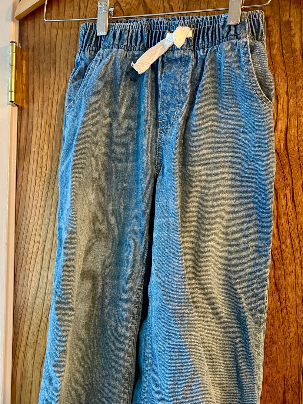 Kids size 8 Blue Pull-On Denim Jogger Pants (girl) drawstring and pockets